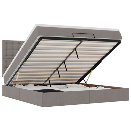 Ottoman-Bett mit Matratze & LEDs Taupe 160x200 cm Stoff