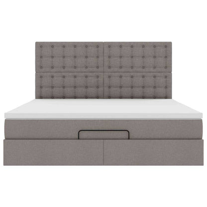 Ottoman-Bett mit Matratze & LEDs Taupe 160x200 cm Stoff