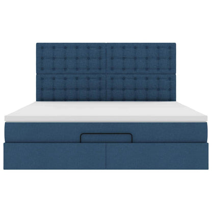Ottoman-Bett mit Matratze & LEDs Blau 160x200 cm Stoff