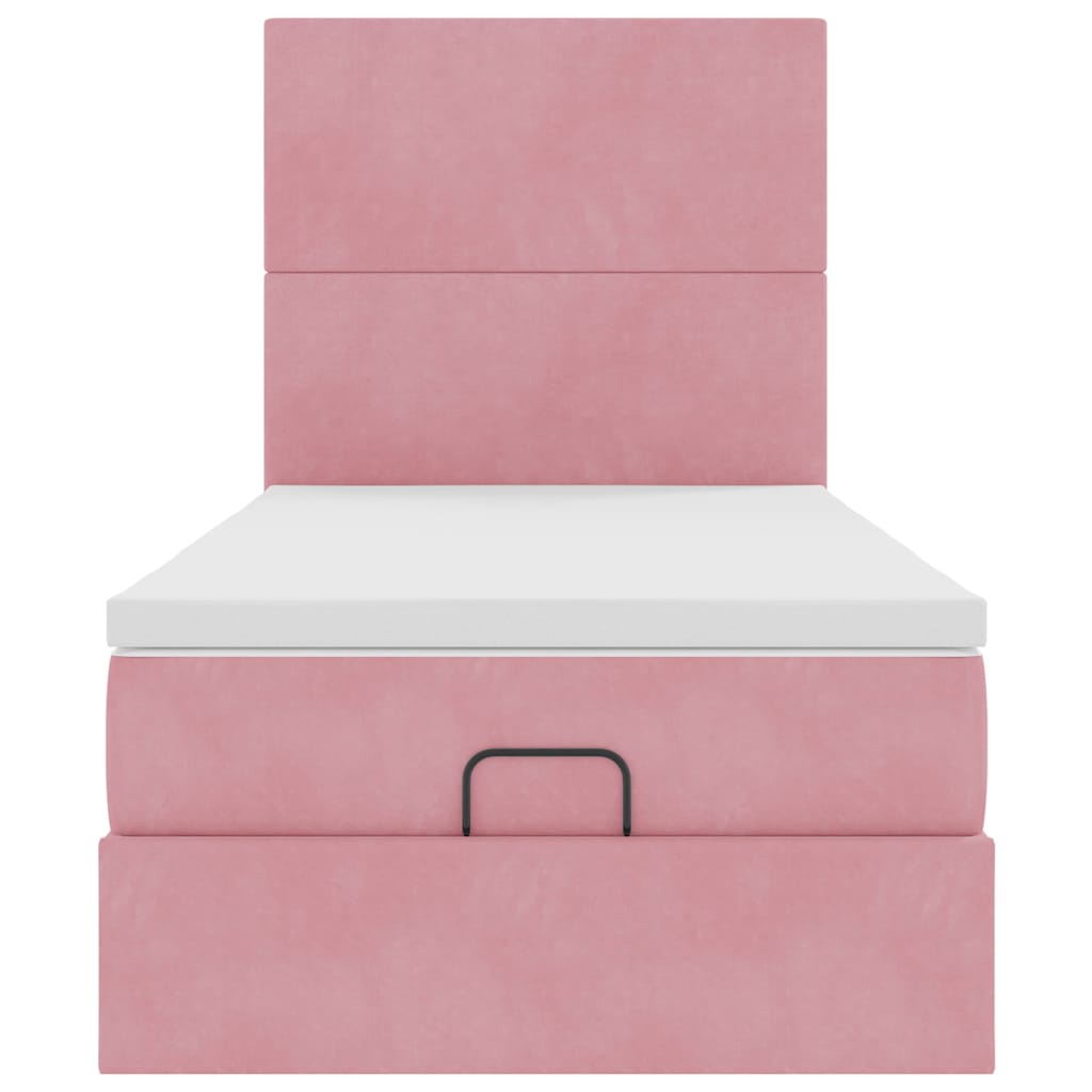 Ottoman-Bett mit Matratzen & LEDs Rosa 100x200 cm Samt