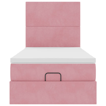 Ottoman-Bett mit Matratzen & LEDs Rosa 100x200 cm Samt