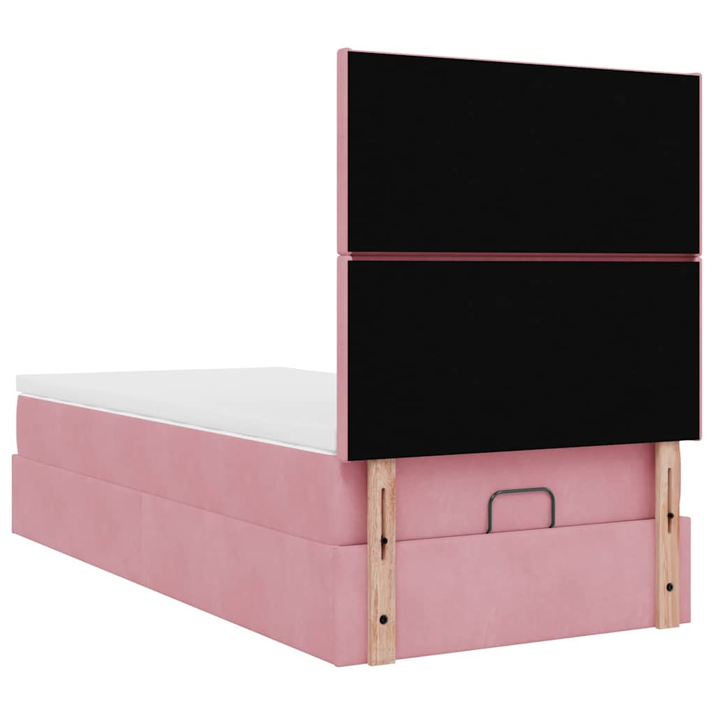 Ottoman-Bett mit Matratzen & LEDs Rosa 100x200 cm Samt