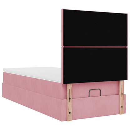 Ottoman-Bett mit Matratzen & LEDs Rosa 100x200 cm Samt