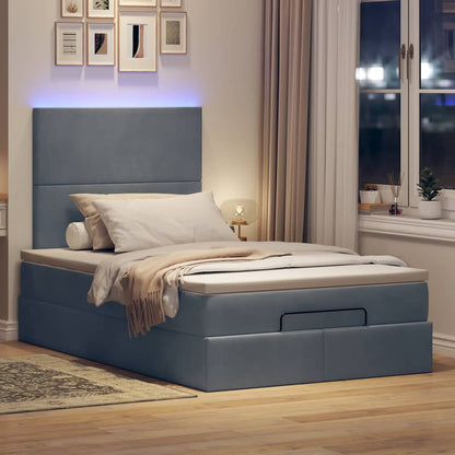 Ottoman-Bett mit Matratzen & LEDs Dunkelgrau 120x190 cm Samt