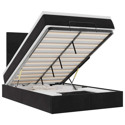 Ottoman-Bett mit Matratzen & LEDs Schwarz 120x190 cm Samt
