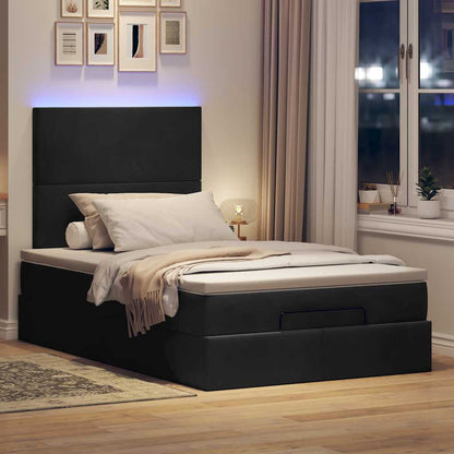 Ottoman-Bett mit Matratzen & LEDs Schwarz 120x190 cm Samt