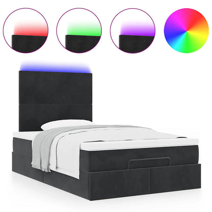 Ottoman-Bett mit Matratzen & LEDs Schwarz 120x190 cm Samt