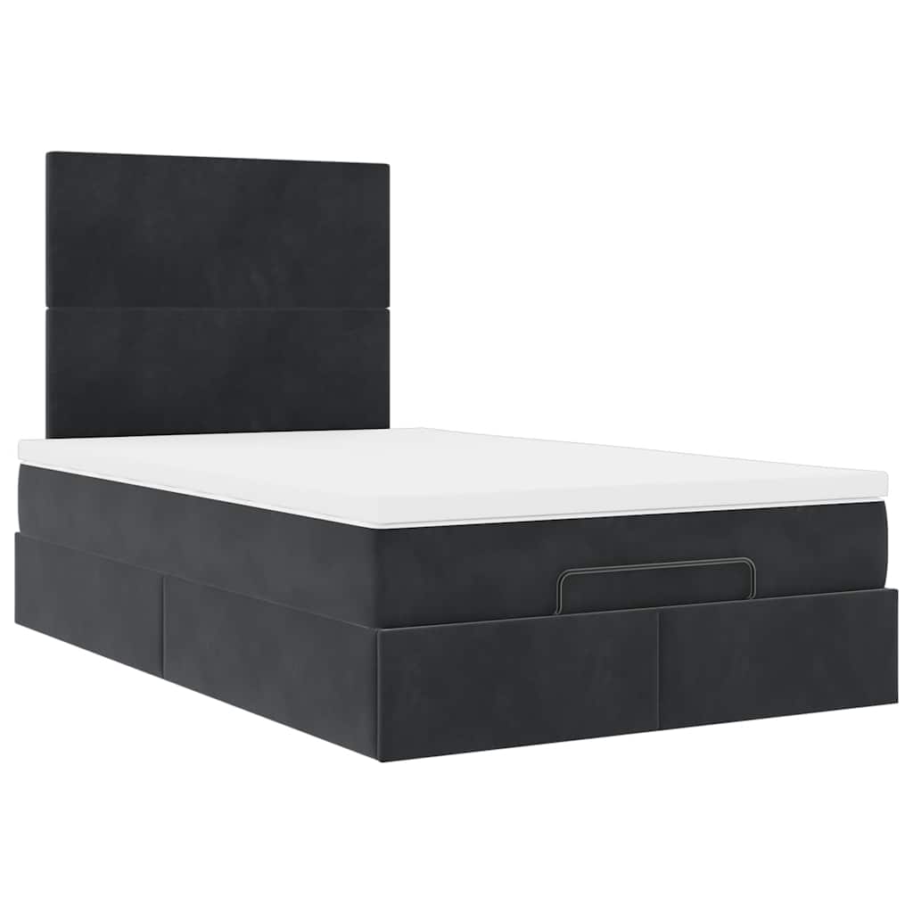 Ottoman-Bett mit Matratzen & LEDs Schwarz 120x190 cm Samt
