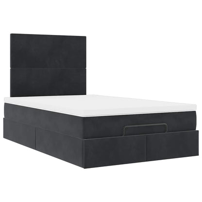 Ottoman-Bett mit Matratzen & LEDs Schwarz 120x190 cm Samt