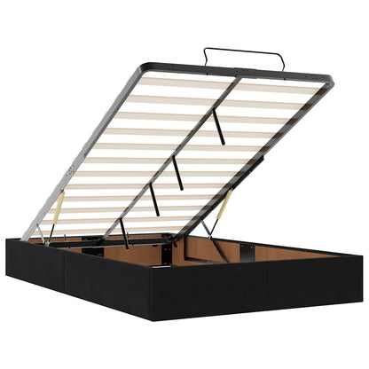 Ottoman-Bett mit Matratzen & LEDs Schwarz 120x190 cm Samt