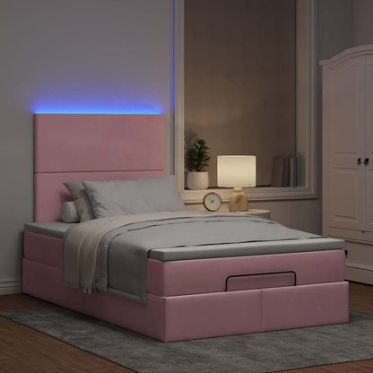 Ottoman-Bett mit Matratzen & LEDs Rosa 120x190 cm Samt