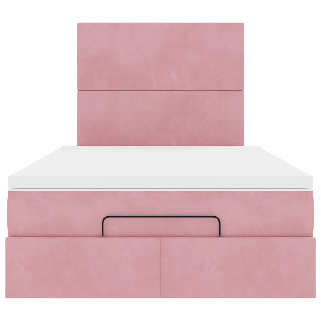 Ottoman-Bett mit Matratzen & LEDs Rosa 120x190 cm Samt