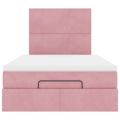 Ottoman-Bett mit Matratzen & LEDs Rosa 120x190 cm Samt