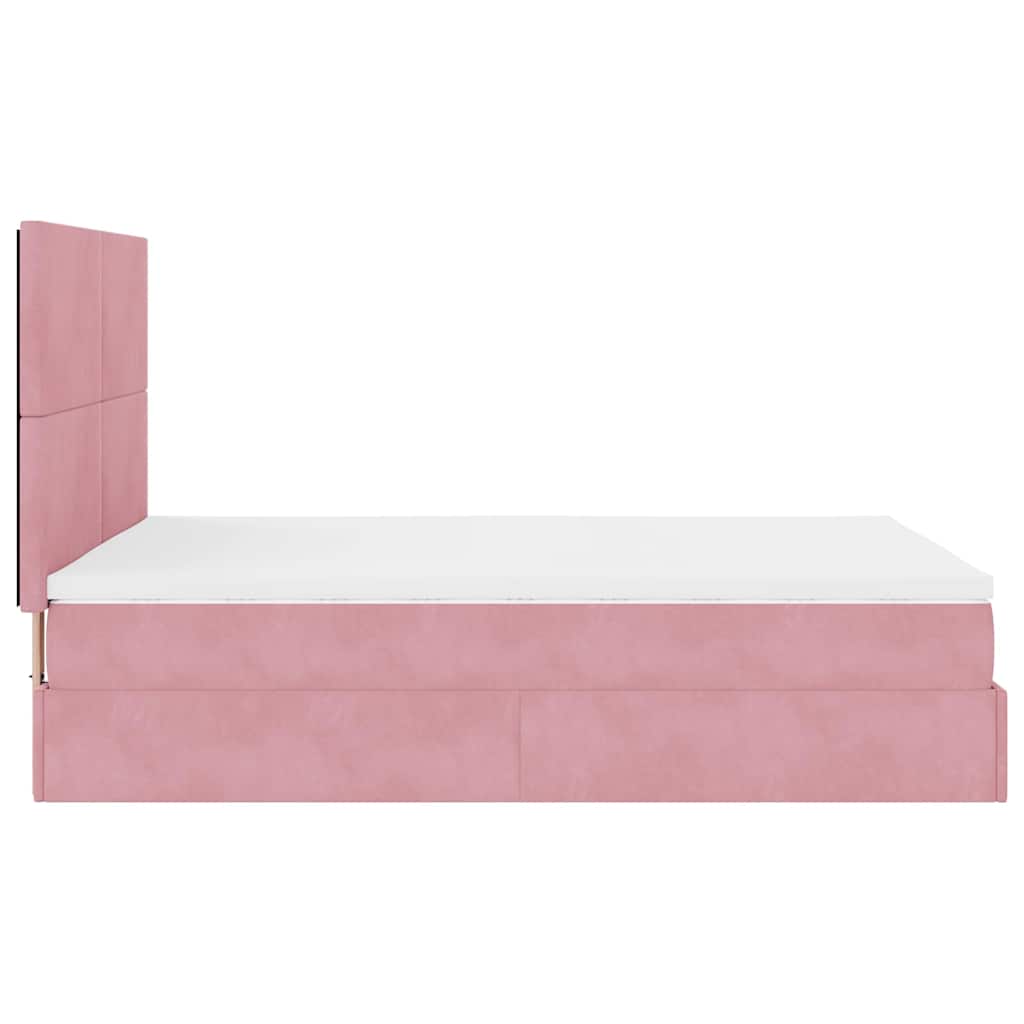 Ottoman-Bett mit Matratzen & LEDs Rosa 140x200 cm Samt