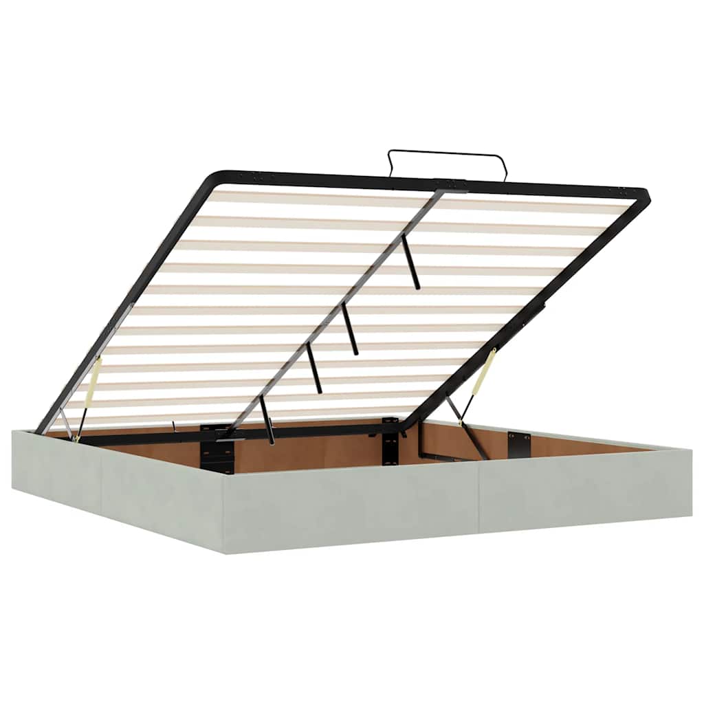 Ottoman-Bett mit Matratzen & LEDs Hellgrau 160x200 cm Samt