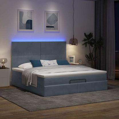 Ottoman-Bett mit Matratzen & LEDs Dunkelgrau 160x200 cm Samt