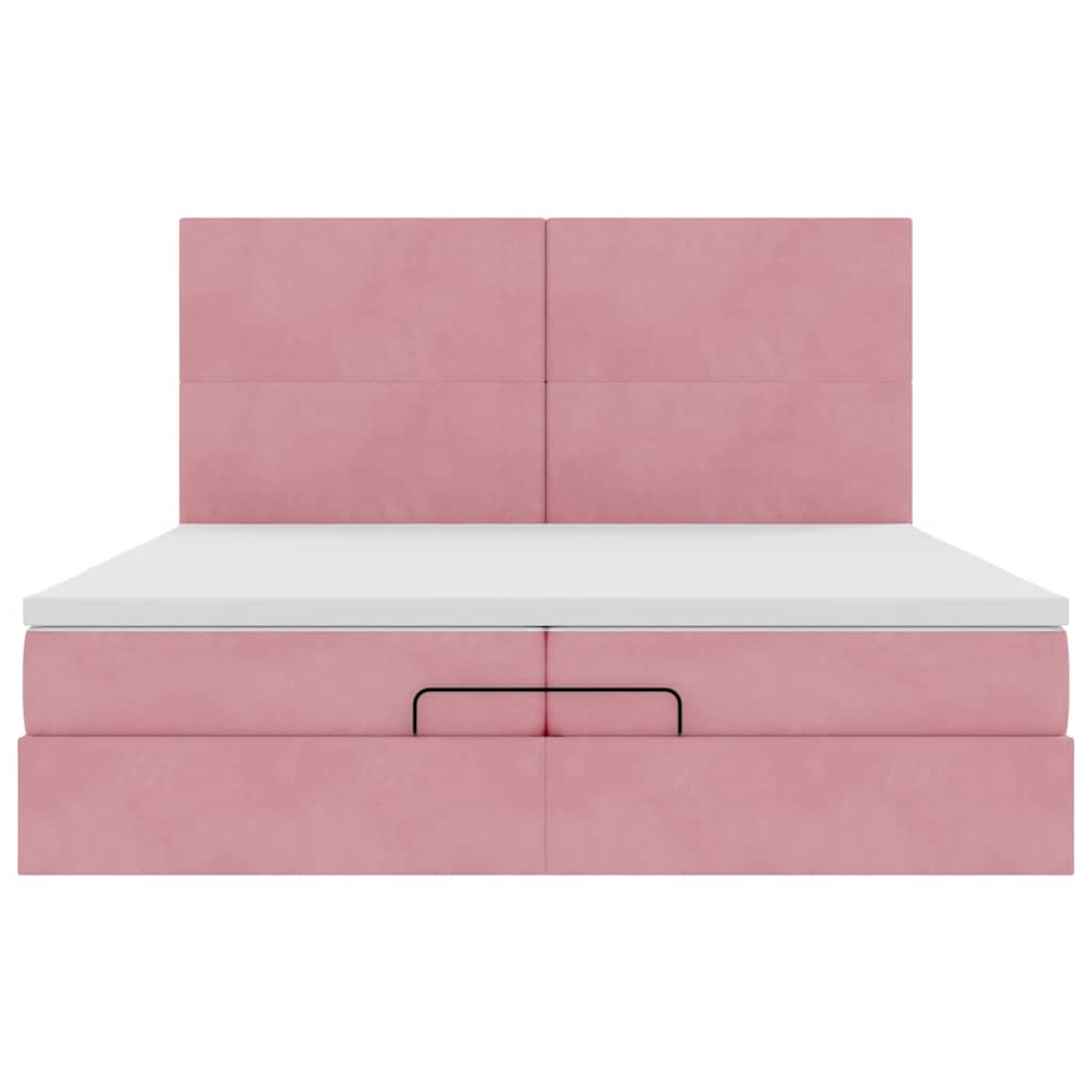 Ottoman-Bett mit Matratzen & LEDs Rosa 200x200 cm Samt