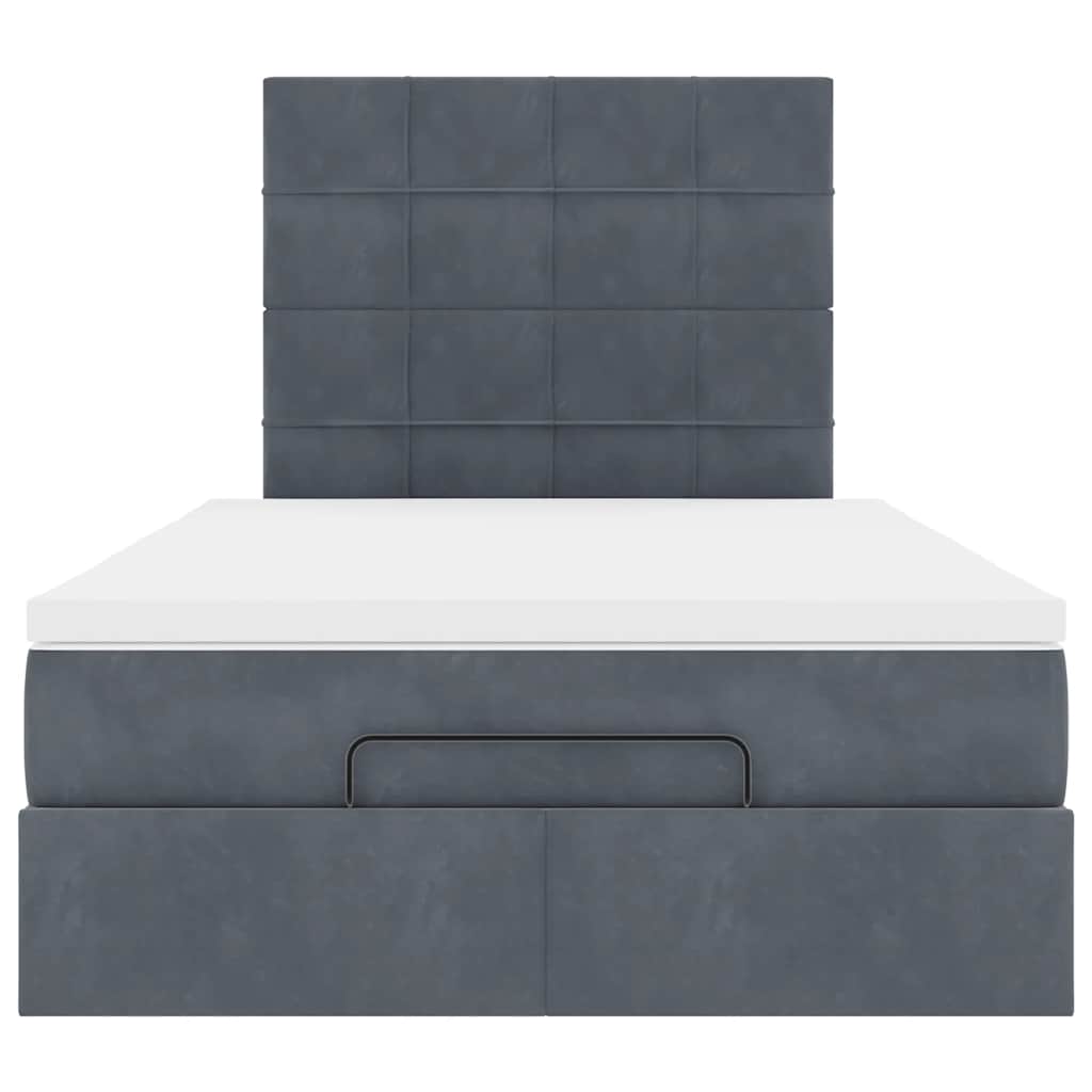 Ottoman-Bett mit Matratzen & LEDs Dunkelgrau 120x190 cm Samt