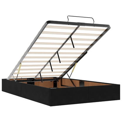 Ottoman-Bett mit Matratzen & LEDs Schwarz 120x190 cm Samt