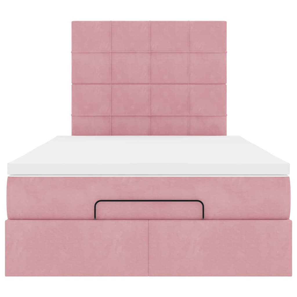 Ottoman-Bett mit Matratzen & LEDs Rosa 120x190 cm Samt