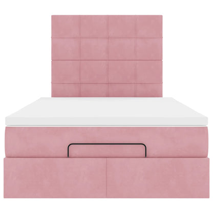 Ottoman-Bett mit Matratzen & LEDs Rosa 120x190 cm Samt