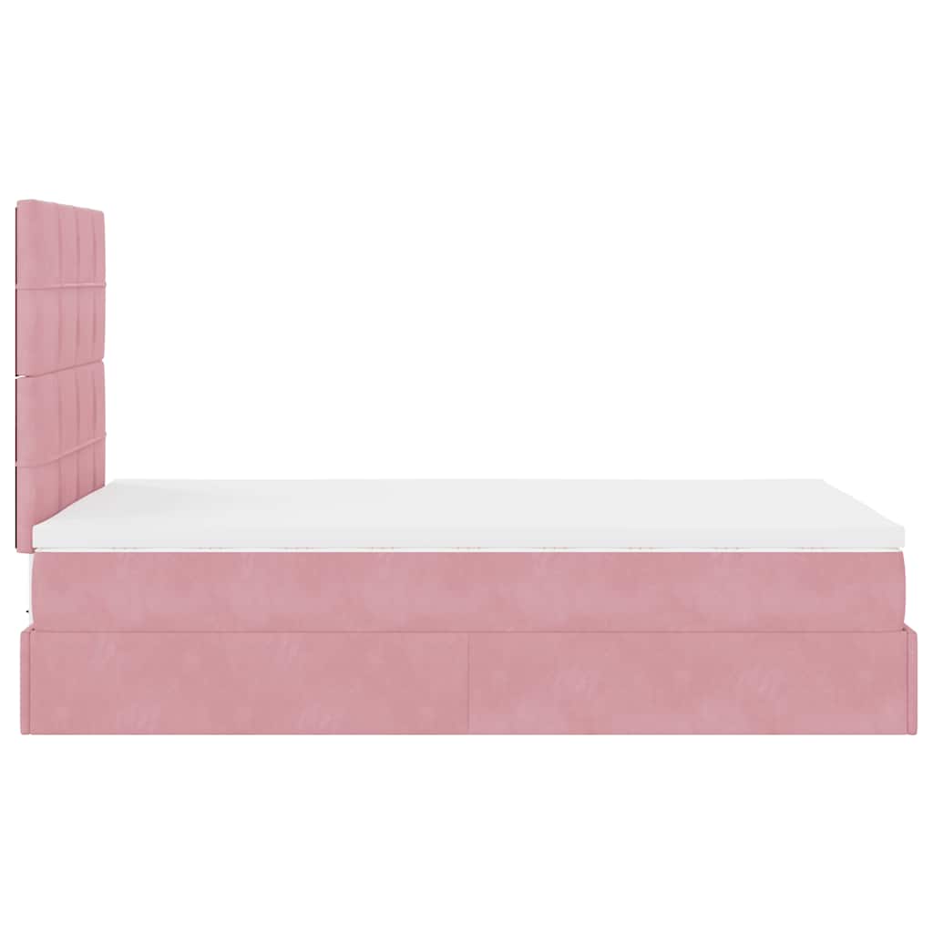 Ottoman-Bett mit Matratzen & LEDs Rosa 120x190 cm Samt