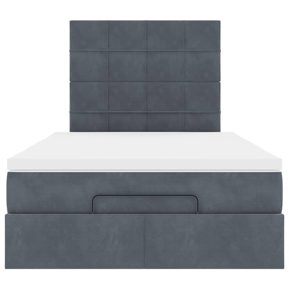 Ottoman-Bett mit Matratzen & LEDs Dunkelgrau 120x200 cm Samt