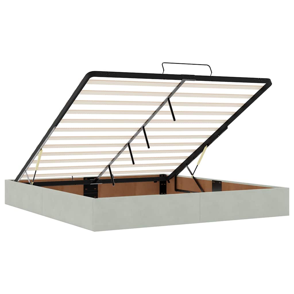 Ottoman-Bett mit Matratzen & LEDs Hellgrau 160x200 cm Samt