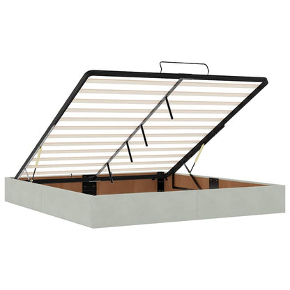 Ottoman-Bett mit Matratzen & LEDs Hellgrau 160x200 cm Samt