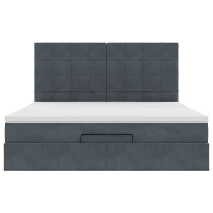 Ottoman-Bett mit Matratzen & LEDs Dunkelgrau 160x200 cm Samt