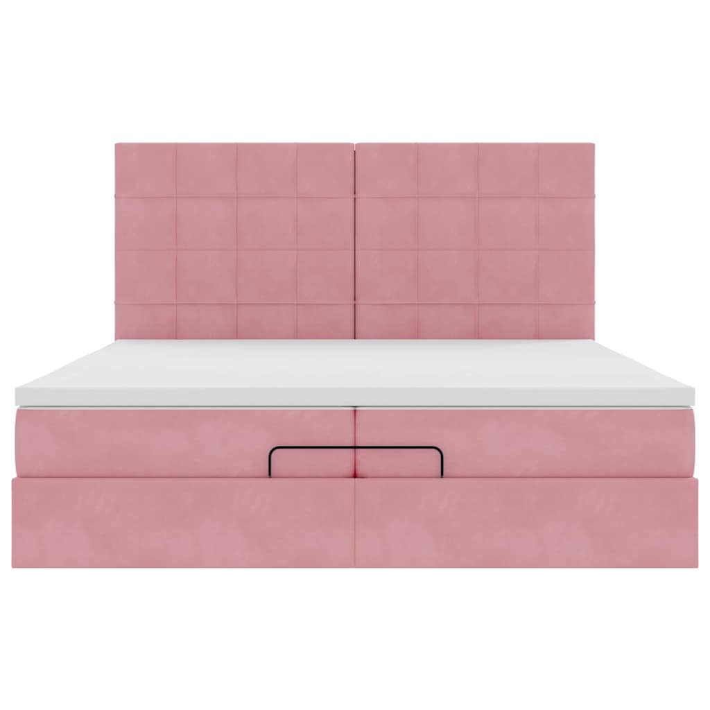 Ottoman-Bett mit Matratzen & LEDs Rosa 200x200 cm Samt