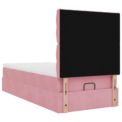 Ottoman-Bett mit Matratzen & LEDs Rosa 100x200 cm Samt