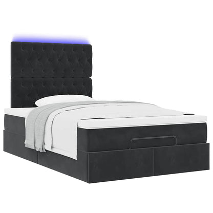Ottoman-Bett mit Matratzen & LEDs Schwarz 120x190 cm Samt