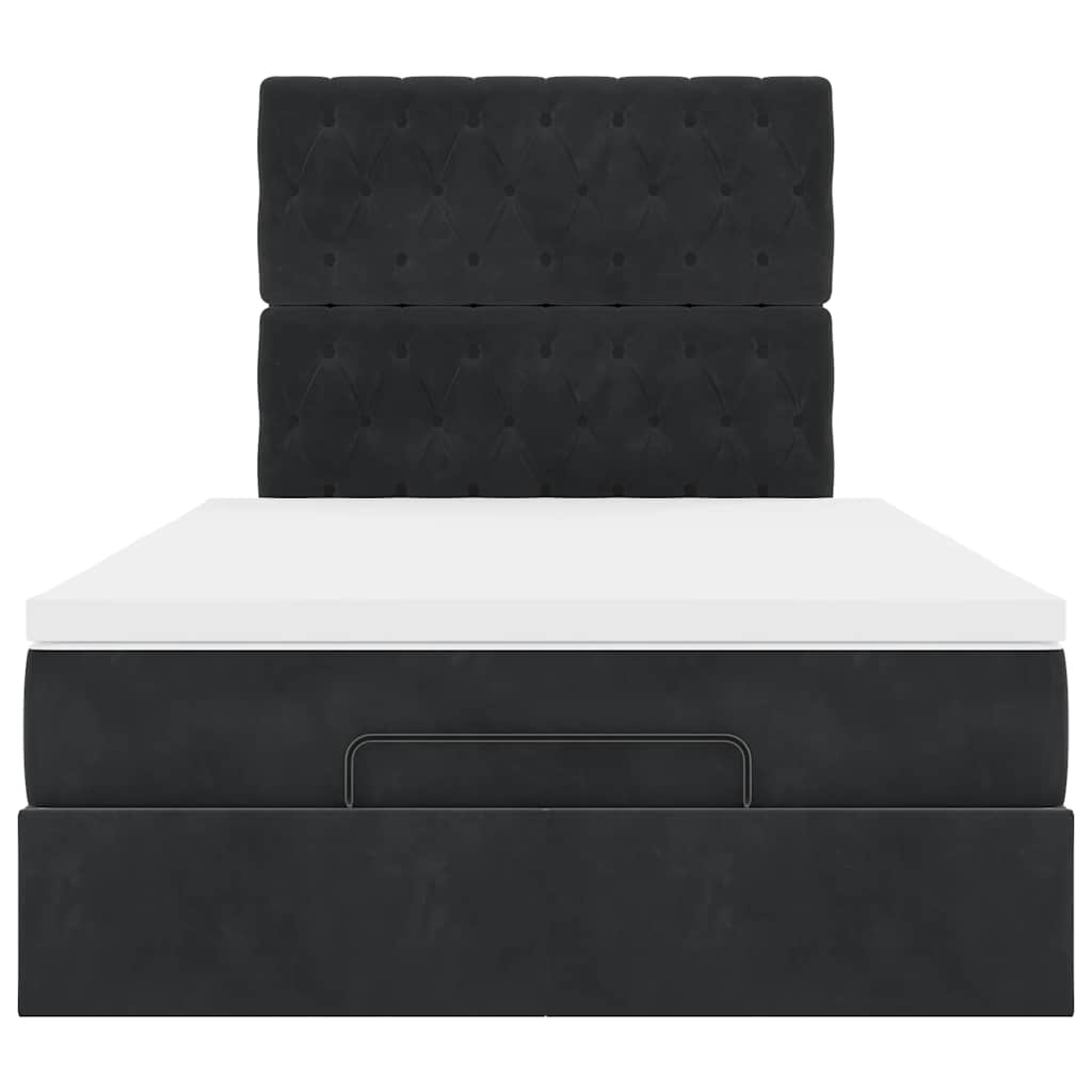 Ottoman-Bett mit Matratzen & LEDs Schwarz 120x190 cm Samt