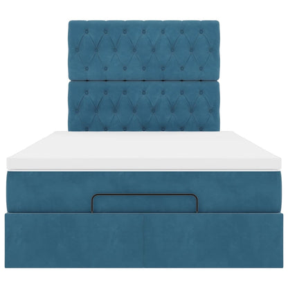 Ottoman-Bett mit Matratzen & LEDs Dunkelblau 120x190 cm Samt