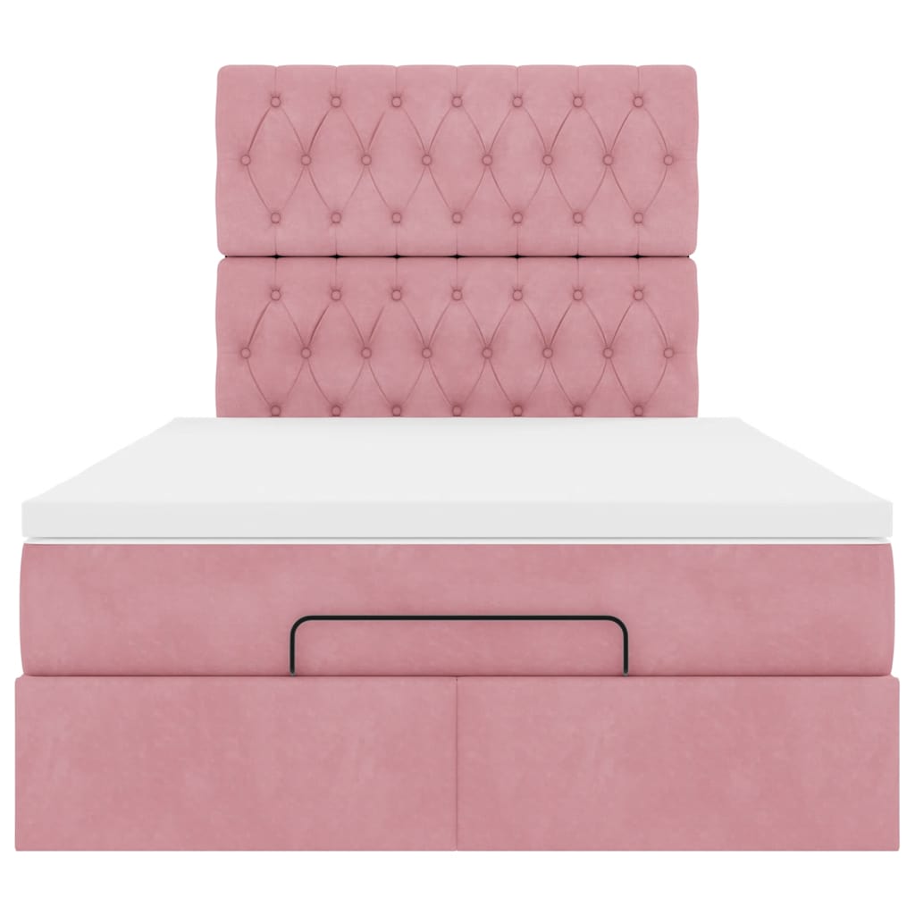 Ottoman-Bett mit Matratzen & LEDs Rosa 120x190 cm Samt