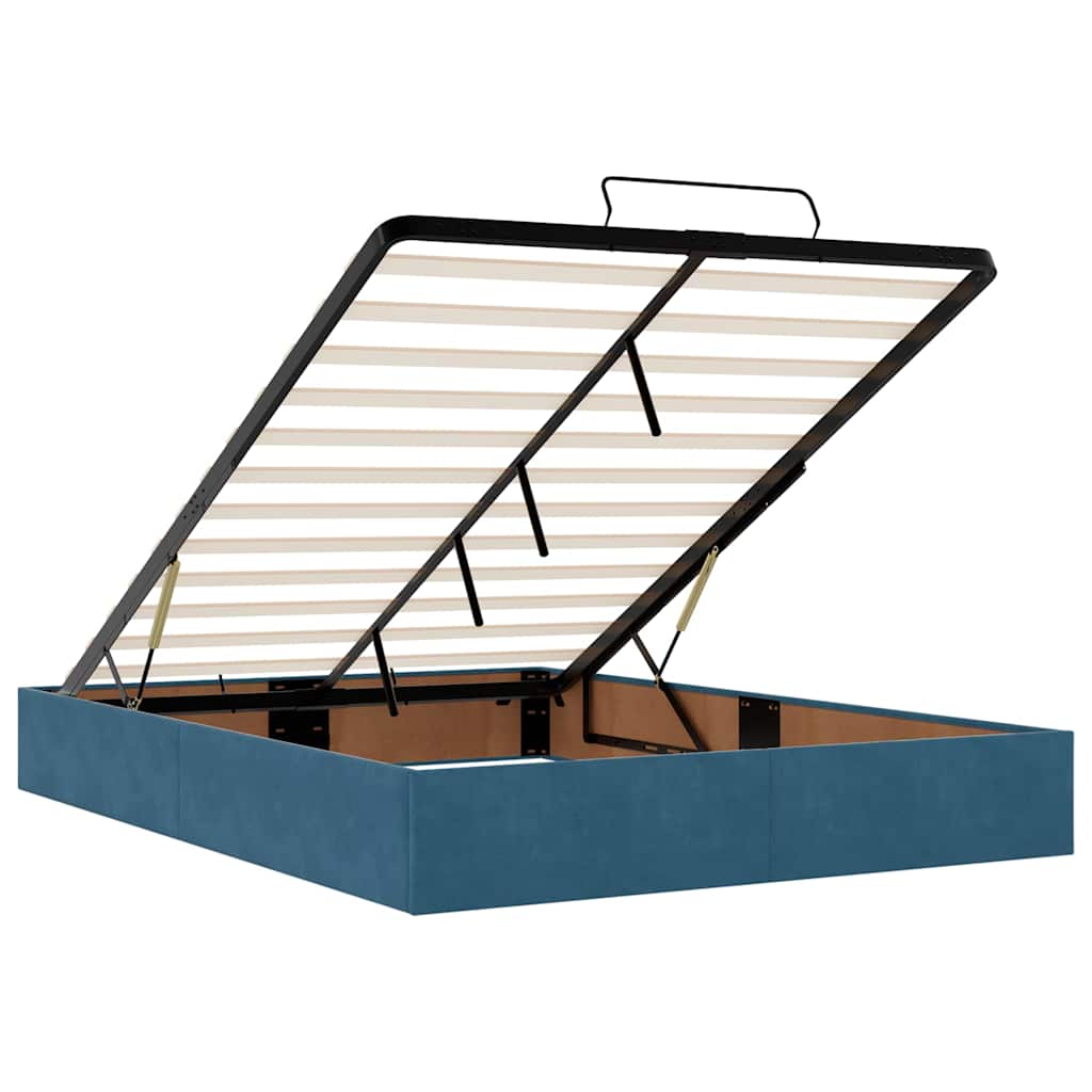 Ottoman-Bett mit Matratzen & LEDs Dunkelblau 140x200 cm Samt