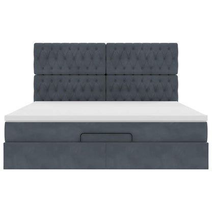Ottoman-Bett mit Matratzen & LEDs Dunkelgrau 160x200 cm Samt