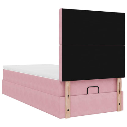 Ottoman-Bett mit Matratzen & LEDs Rosa 100x200 cm Samt