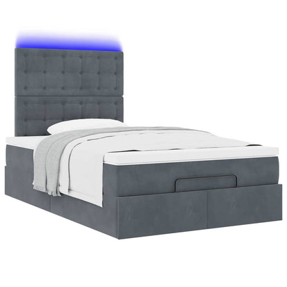 Ottoman-Bett mit Matratzen & LEDs Dunkelgrau 120x190 cm Samt