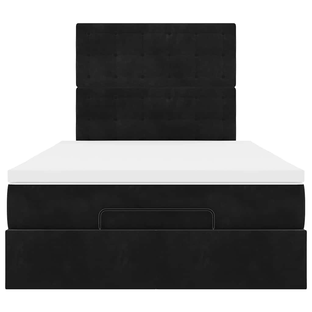 Ottoman-Bett mit Matratzen & LEDs Schwarz 120x190 cm Samt