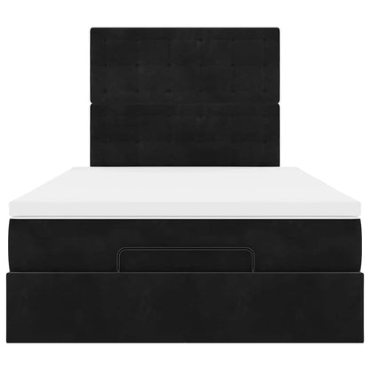 Ottoman-Bett mit Matratzen & LEDs Schwarz 120x190 cm Samt
