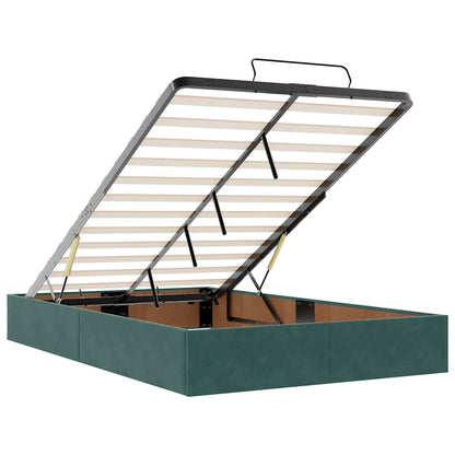 Ottoman-Bett mit Matratzen & LEDs Dunkelgrün 120x190 cm Samt