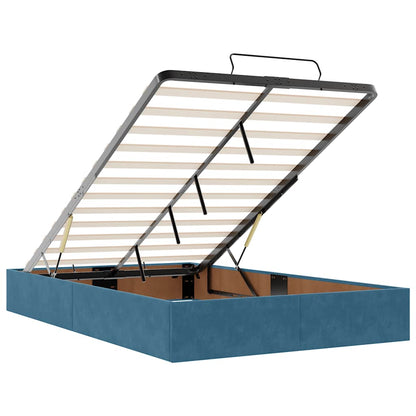 Ottoman-Bett mit Matratzen & LEDs Dunkelblau 120x190 cm Samt