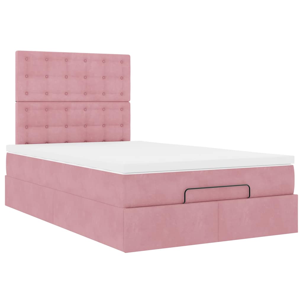 Ottoman-Bett mit Matratzen & LEDs Rosa 120x190 cm Samt