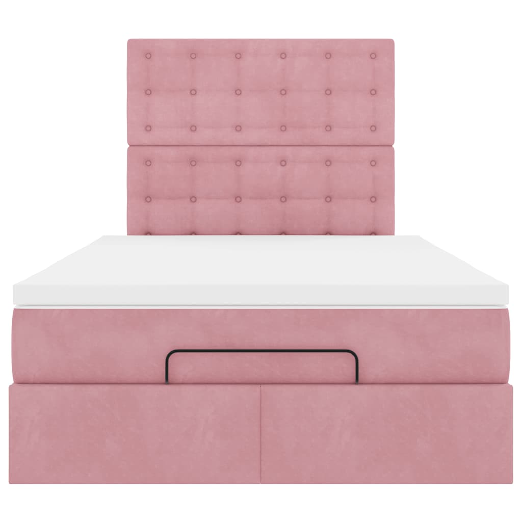 Ottoman-Bett mit Matratzen & LEDs Rosa 120x190 cm Samt