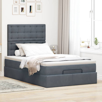 Ottoman-Bett mit Matratzen & LEDs Dunkelgrau 120x200 cm Samt