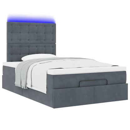 Ottoman-Bett mit Matratzen & LEDs Dunkelgrau 120x200 cm Samt