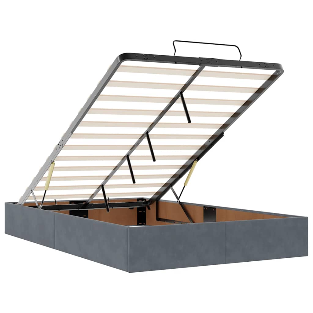 Ottoman-Bett mit Matratzen & LEDs Dunkelgrau 120x200 cm Samt