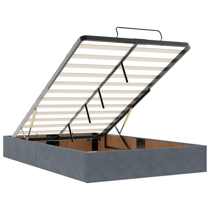 Ottoman-Bett mit Matratzen & LEDs Dunkelgrau 120x200 cm Samt